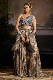 DiyaRajvvir Beige and black abstract print co-ord set Online Shopping