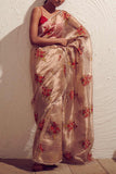 Dev R Nil Red rose tissue sari set Online Shopping