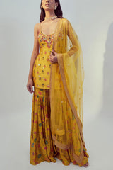 Drishti and Zahabia Yellow floral sharara set Online Shopping