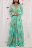 Esha Koul Sea green jacket anarkali and sharara set Online Shopping