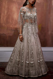 Esha Sethi Thirani Stone coloured organza lehenga set Online Shopping