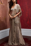 Esha Sethi Thirani Nude draped sari and cape set Online Shopping