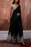 Esha Sethi Thirani Black satin pant sari set Online Shopping