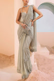 Esha Sethi Thirani Grey tulle pre-stitched sari set Online Shopping