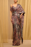 Tarun Tahiliani Multicolour geometric printed sari set Online Shopping