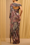 Tarun Tahiliani Multicolour geometric printed sari set Online Shopping