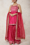 Gopi Vaid Pink tussar silk kurta and sharara set Online Shopping