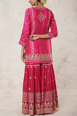 Gopi Vaid Pink tussar silk sharara set Online Shopping