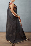 Torani Burgundy printed pre-draped sari Online Shopping