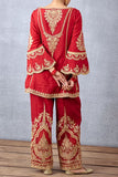 Torani Red embroidered short kurta set Online Shopping