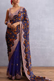 Torani Purple floral sari set Online Shopping