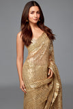 Sawan Gandhi Golden sequin sari set Online Shopping