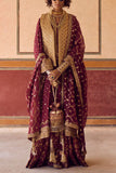 Iqbal Hussain Maroon floral woven jamawar lehenga jacket set Online Shopping