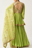 Itrh Neon green kalidar kurta sharara set Online Shopping