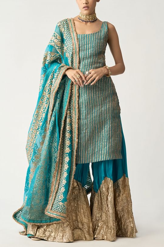 Itrh Turquoise sharara set Online Shopping