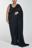 Itrh Black pre-stitched sari set Online Shopping