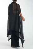 Itrh Black draped sari and cape Online Shopping