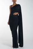 Itrh Black draped sari set Online Shopping