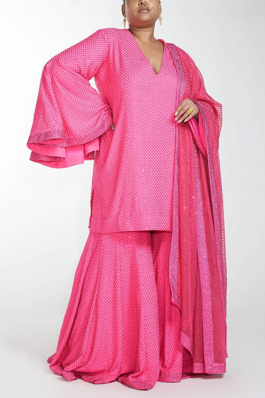 Itrh Pink kurta sharara set Online Shopping