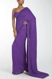 Itrh Purple jersey sari set Online Shopping