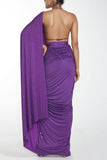 Itrh Purple draped sari set Online Shopping