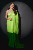 Itrh Neon crystal embellished pre-stitched sari set Online Shopping