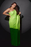 Itrh Neon crystal embellished pre-stitched sari set Online Shopping