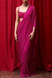 Itrh Pink crystal embellished pre-stitched sari set Online Shopping