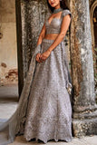 Jayanti Reddy Grey embroidered lehenga set Online Shopping