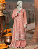 3PC-JJLS-S-JFU-25-701 Pink Organza Embroidered Junaid Jamshaid Brand Original Fabrics