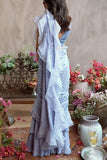 Monica and Karishma Petal blue ruffled chiffon sari set Online Shopping