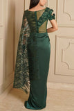 Kamaali Couture Emerald green draped sari Online Shopping