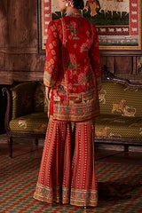 Kalista Red embroidered gharara set Online Shopping