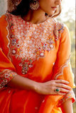 Khushboo Bagri Orange floral embroidery kurta set Online Shopping