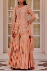 Sanya Gulati Rose gold kurta and sharara set Online Shopping