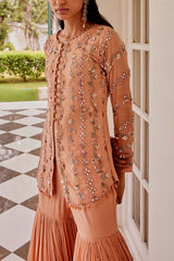 Sanya Gulati Rose gold kurta and sharara set Online Shopping