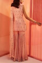 Sanya Gulati Pink embroidered kurta and sharara set Online Shopping