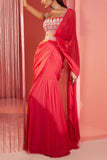 Sanya Gulati Coral pre-stitched sari set Online Shopping