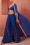 Sanya Gulati Ink blue cape and sharara set Online Shopping