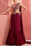 Sanya Gulati Plum pre-stitched sari set Online Shopping