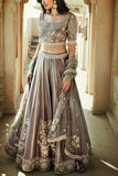 Matsya Grey embroidered lehenga set Online Shopping