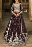 Matsya Wine embroidered lehenga set Online Shopping