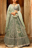 Matsya Minty green embroidered lehenga set Online Shopping