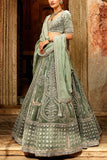 Matsya Minty green embroidered lehenga set Online Shopping