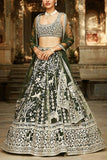 Matsya Green embroidered lehenga set Online Shopping