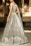 Matsya Grey embroidered lehenga set Online Shopping