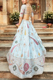 Matsya Powder blue embroidered lehenga set Online Shopping