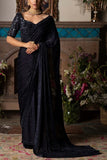 Megha and Jigar Midnight blue sari set Online Shopping