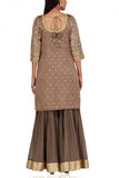 Megha and Jigar Brown embroidered kurta with gharara and dupatta Online Shopping