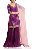 Megha and Jigar Purple embroidered gharara set Online Shopping